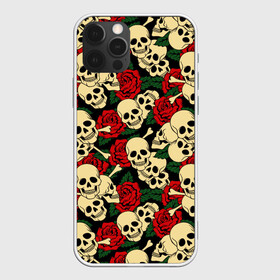 Чехол для iPhone 12 Pro Max с принтом Черепки с Розами в Белгороде, Силикон |  | skulls | xo | букет | градиент | животные | кости | мозги | паттерн | полосы | природа | розы | скелет | текстура | узор | хо | цветы | черепа | черный | яркий