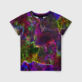 Детская футболка 3D с принтом Энергия в красках в Белгороде, 100% гипоаллергенный полиэфир | прямой крой, круглый вырез горловины, длина до линии бедер, чуть спущенное плечо, ткань немного тянется | abstract | color | energy | gradient | neon | pattern | space | texture | абстрактный | абстракция | волны | всплеск | градиент | дым | искусство | космические | краски | красочный | неон | неоновый | сияние | текстура | туман