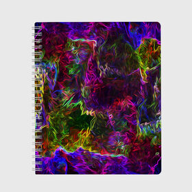 Тетрадь с принтом Энергия в красках в Белгороде, 100% бумага | 48 листов, плотность листов — 60 г/м2, плотность картонной обложки — 250 г/м2. Листы скреплены сбоку удобной пружинной спиралью. Уголки страниц и обложки скругленные. Цвет линий — светло-серый
 | Тематика изображения на принте: abstract | color | energy | gradient | neon | pattern | space | texture | абстрактный | абстракция | волны | всплеск | градиент | дым | искусство | космические | краски | красочный | неон | неоновый | сияние | текстура | туман