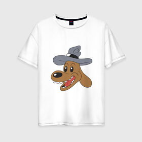 Женская футболка хлопок Oversize с принтом детектив сэм в Белгороде, 100% хлопок | свободный крой, круглый ворот, спущенный рукав, длина до линии бедер
 | doodle | freelance police | max | sam | игра | кролик | макс | мультфильм | парные | пес | сэм