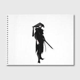 Альбом для рисования с принтом Мечник самурай в Белгороде, 100% бумага
 | матовая бумага, плотность 200 мг. | Тематика изображения на принте: дух | катана | меч | мечник | неко | самурай
