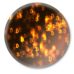 Значок с принтом BITCOIN KRYPTONATE в Белгороде,  металл | круглая форма, металлическая застежка в виде булавки | Тематика изображения на принте: bitcoin | btc | биткоин | валюта | деньги | криптовалюта