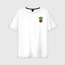 Женская футболка хлопок Oversize с принтом Редиска в Белгороде, 100% хлопок | свободный крой, круглый ворот, спущенный рукав, длина до линии бедер
 | Тематика изображения на принте: 