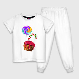 Детская пижама хлопок с принтом Кекс в Белгороде, 100% хлопок |  брюки и футболка прямого кроя, без карманов, на брюках мягкая резинка на поясе и по низу штанин
 | выпечка | еда | карамель | сладости