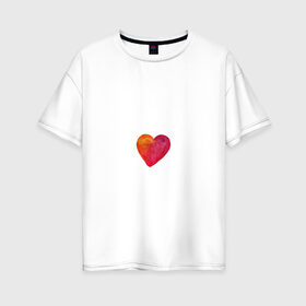 Женская футболка хлопок Oversize с принтом Акварельное сердце в Белгороде, 100% хлопок | свободный крой, круглый ворот, спущенный рукав, длина до линии бедер
 | день валентина | любовь | парные | сердца
