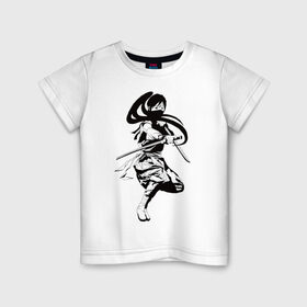 Детская футболка хлопок с принтом Самурай в Белгороде, 100% хлопок | круглый вырез горловины, полуприлегающий силуэт, длина до линии бедер | катана | меч | ниндзя | самурай | япония