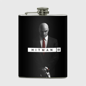 Фляга с принтом Hitman 3 в Белгороде, металлический корпус | емкость 0,22 л, размер 125 х 94 мм. Виниловая наклейка запечатывается полностью | Тематика изображения на принте: hitman | hitman 3 | hitman iii | красный | надпись | хитман | хитман 3