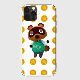 Чехол для iPhone 12 Pro с принтом Animal crossing - Nook в Белгороде, силикон | область печати: задняя сторона чехла, без боковых панелей | Тематика изображения на принте: animal crossing | nook | детский | желтый | игра | компьютерный | кроссинг | монеты | нок | нук | персонаж | подарок | том нук | узор | энимал кросинг