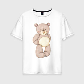 Женская футболка хлопок Oversize с принтом Мишка в Белгороде, 100% хлопок | свободный крой, круглый ворот, спущенный рукав, длина до линии бедер
 | акварель | карандашом | косолапый | медведь | мужчине | парень