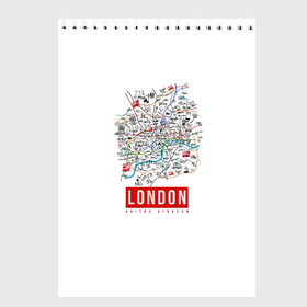 Скетчбук с принтом Лондон в Белгороде, 100% бумага
 | 48 листов, плотность листов — 100 г/м2, плотность картонной обложки — 250 г/м2. Листы скреплены сверху удобной пружинной спиралью | london | англия | биг бен | великобритания | достопримечательности | карта | лондон | путешествия | я люблю лондон