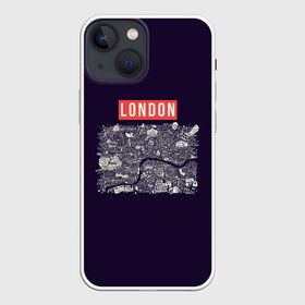 Чехол для iPhone 13 mini с принтом LONDON в Белгороде,  |  | london | англия | биг бен | великобритания | достопримечательности | карта | литературная карта | лондон | путешествия | твист | чарли чаплин | шерлок холмс | я люблю лондон