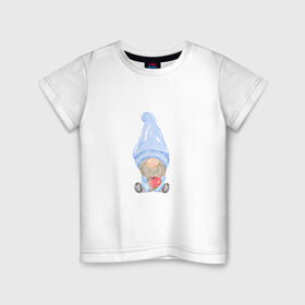 Детская футболка хлопок с принтом Гном в Белгороде, 100% хлопок | круглый вырез горловины, полуприлегающий силуэт, длина до линии бедер | влюбленные | гномик | день валентина | парные | парочки | шарик