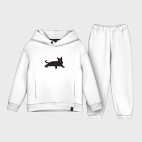 Детский костюм хлопок Oversize с принтом Черный кот в Белгороде,  |  | art | black | cat | cats | grumpy | illustration | kitten | kitty | pussy | pussycat | retro | vintage | арт | винтаж | винтажный | злой | иллюстрация | киса | киска | котенок | котик | кошка | краска | потертости | пятна | ретро | сердитый |