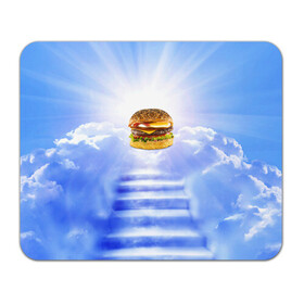 Коврик для мышки прямоугольный с принтом Райский бургер в Белгороде, натуральный каучук | размер 230 х 185 мм; запечатка лицевой стороны | Тематика изображения на принте: food | hamburger | hot dog | ангел | блики | булка | булочка | бургер | бутерброд | вкусняшки | гамбургер | еда | котлета | лестница | лучи | небесный | небо | обжора | облака | пейзаж | природа | рай | сендвич