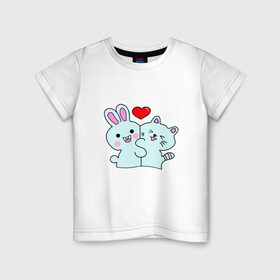 Детская футболка хлопок с принтом Парочка в Белгороде, 100% хлопок | круглый вырез горловины, полуприлегающий силуэт, длина до линии бедер | 14 февраля | 8 марта | влюбленные | девушка | любить | любовь | пара | сладость.