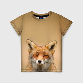 Детская футболка 3D с принтом Милая лисичка в Белгороде, 100% гипоаллергенный полиэфир | прямой крой, круглый вырез горловины, длина до линии бедер, чуть спущенное плечо, ткань немного тянется | Тематика изображения на принте: fox | foxy | животное | звери | лиса | лисенок | лисичка | милая | рыжая | фокс