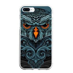 Чехол для iPhone 7Plus/8 Plus матовый с принтом Ornament Owl в Белгороде, Силикон | Область печати: задняя сторона чехла, без боковых панелей | арт | глаза | животные | обложка | орнамент | перья | птица | рисунок | рок | сова | татуировки