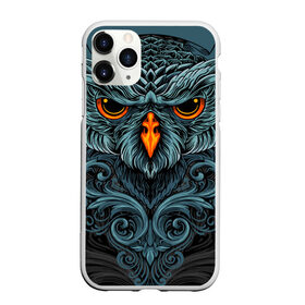 Чехол для iPhone 11 Pro Max матовый с принтом Ornament Owl в Белгороде, Силикон |  | арт | глаза | животные | обложка | орнамент | перья | птица | рисунок | рок | сова | татуировки