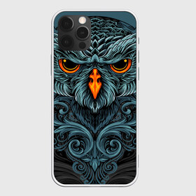 Чехол для iPhone 12 Pro Max с принтом Ornament Owl в Белгороде, Силикон |  | арт | глаза | животные | обложка | орнамент | перья | птица | рисунок | рок | сова | татуировки