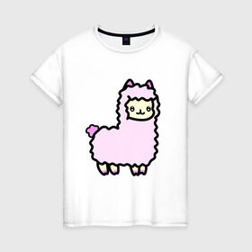 Женская футболка хлопок с принтом Альпаки в Белгороде, 100% хлопок | прямой крой, круглый вырез горловины, длина до линии бедер, слегка спущенное плечо | альпаки | верблюды | животные | овечки | шерсть | шерстяные