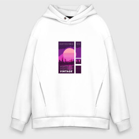 Мужское худи Oversize хлопок с принтом RETROWAVE в Белгороде, френч-терри — 70% хлопок, 30% полиэстер. Мягкий теплый начес внутри —100% хлопок | боковые карманы, эластичные манжеты и нижняя кромка, капюшон на магнитной кнопке | retro | retrowave | vintage | винтаж | город | закат | ретро | ретровейв | солнце | старый