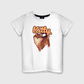 Детская футболка хлопок с принтом Kitty в Белгороде, 100% хлопок | круглый вырез горловины, полуприлегающий силуэт, длина до линии бедер | Тематика изображения на принте: 1 годик | love | дети | детские | любовь | малыш | малыши | ребенок