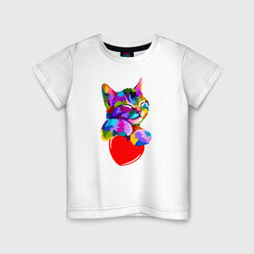 Детская футболка хлопок с принтом Kitty в Белгороде, 100% хлопок | круглый вырез горловины, полуприлегающий силуэт, длина до линии бедер | Тематика изображения на принте: 1 годик | love | дети | детские | любовь | малыш | малыши | ребенок