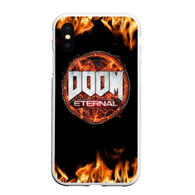 Чехол для iPhone XS Max матовый с принтом DOOM Eternal в Белгороде, Силикон | Область печати: задняя сторона чехла, без боковых панелей | doom eternal | дум | игра | компьютерная | логотип | надпись | огненный | огонь | подарок | пожар | символ | фанату | черный