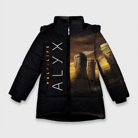 Зимняя куртка для девочек 3D с принтом Half-Life Alyx в Белгороде, ткань верха — 100% полиэстер; подклад — 100% полиэстер, утеплитель — 100% полиэстер. | длина ниже бедра, удлиненная спинка, воротник стойка и отстегивающийся капюшон. Есть боковые карманы с листочкой на кнопках, утяжки по низу изделия и внутренний карман на молнии. 

Предусмотрены светоотражающий принт на спинке, радужный светоотражающий элемент на пуллере молнии и на резинке для утяжки. | half life | half life alyx | аликс | апокалипсис | город | игра | игроман | компьютерная | подарок | пост апокалипсис | халф лайф | шутер