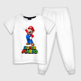 Детская пижама хлопок с принтом Super Mario в Белгороде, 100% хлопок |  брюки и футболка прямого кроя, без карманов, на брюках мягкая резинка на поясе и по низу штанин
 | видеоигра | игра | марио | персонаж