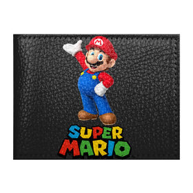 Обложка для студенческого билета с принтом Super Mario в Белгороде, натуральная кожа | Размер: 11*8 см; Печать на всей внешней стороне | видеоигра | игра | марио | персонаж