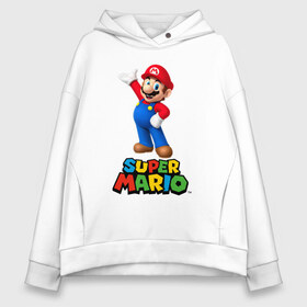 Женское худи Oversize хлопок с принтом Super Mario в Белгороде, френч-терри — 70% хлопок, 30% полиэстер. Мягкий теплый начес внутри —100% хлопок | боковые карманы, эластичные манжеты и нижняя кромка, капюшон на магнитной кнопке | видеоигра | игра | марио | персонаж