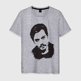Мужская футболка хлопок с принтом Джонни Депп в Белгороде, 100% хлопок | прямой крой, круглый вырез горловины, длина до линии бедер, слегка спущенное плечо. | актер | голливуд | джонни депп | знаменитость | кино | фильмы