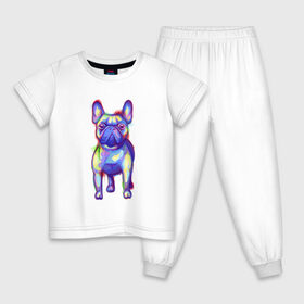 Детская пижама хлопок с принтом Французский бульдог акварель в Белгороде, 100% хлопок |  брюки и футболка прямого кроя, без карманов, на брюках мягкая резинка на поясе и по низу штанин
 | art | bulldog | colorful | dog | france | french | illustration | watercolor | акварельный | акварелью | арт | брызги | бульдожик | бульдожка | иллюстрация | краски | пес | песик | порода | разводы | разноцветный | рисунок | собака