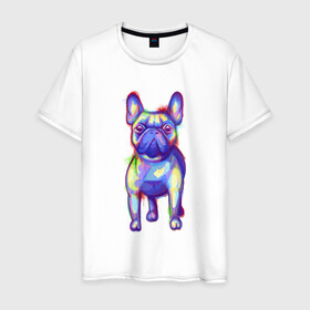 Мужская футболка хлопок с принтом Французский бульдог акварель в Белгороде, 100% хлопок | прямой крой, круглый вырез горловины, длина до линии бедер, слегка спущенное плечо. | art | bulldog | colorful | dog | france | french | illustration | watercolor | акварельный | акварелью | арт | брызги | бульдожик | бульдожка | иллюстрация | краски | пес | песик | порода | разводы | разноцветный | рисунок | собака