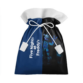 Подарочный 3D мешок с принтом Five Nights At Freddy в Белгороде, 100% полиэстер | Размер: 29*39 см | 5 ночей с фредди | five nights at freddys | fnaf | игра | игрок | книга | логотип | пиццерия | подарок | половина | синий | страшилка | фнаф | фредди