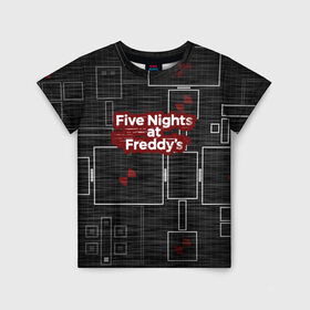 Детская футболка 3D с принтом Five Nights At Freddy в Белгороде, 100% гипоаллергенный полиэфир | прямой крой, круглый вырез горловины, длина до линии бедер, чуть спущенное плечо, ткань немного тянется | 5 ночей с фредди | five nights at freddys | fnaf | игра | игрок | книга | логотип | пиццерия | подарок | страшилка | схема | фнаф | фредди