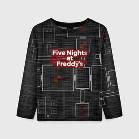 Детский лонгслив 3D с принтом Five Nights At Freddy в Белгороде, 100% полиэстер | длинные рукава, круглый вырез горловины, полуприлегающий силуэт
 | 5 ночей с фредди | five nights at freddys | fnaf | игра | игрок | книга | логотип | пиццерия | подарок | страшилка | схема | фнаф | фредди