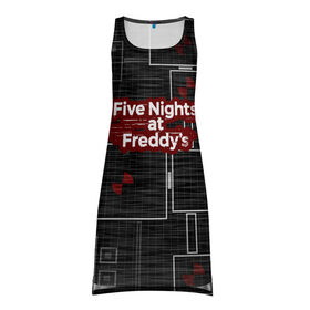 Платье-майка 3D с принтом Five Nights At Freddy в Белгороде, 100% полиэстер | полуприлегающий силуэт, широкие бретели, круглый вырез горловины, удлиненный подол сзади. | 5 ночей с фредди | five nights at freddys | fnaf | игра | игрок | книга | логотип | пиццерия | подарок | страшилка | схема | фнаф | фредди