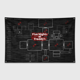 Флаг-баннер с принтом Five Nights At Freddy в Белгороде, 100% полиэстер | размер 67 х 109 см, плотность ткани — 95 г/м2; по краям флага есть четыре люверса для крепления | 5 ночей с фредди | five nights at freddys | fnaf | игра | игрок | книга | логотип | пиццерия | подарок | страшилка | схема | фнаф | фредди
