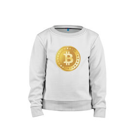 Детский свитшот хлопок с принтом bitcoin в Белгороде, 100% хлопок | круглый вырез горловины, эластичные манжеты, пояс и воротник | Тематика изображения на принте: bitcoin | btc | биткоин | валюта | деньги | криптовалюта