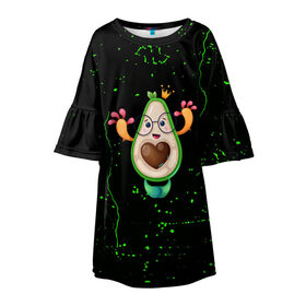Детское платье 3D с принтом Авокадо в Белгороде, 100% полиэстер | прямой силуэт, чуть расширенный к низу. Круглая горловина, на рукавах — воланы | Тематика изображения на принте: авокадо | веган | еда блогеров | мемы | минимализм | прикольные картинки | прикольные надписи | растение | смешное авокадо | фрукт