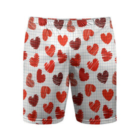 Мужские шорты спортивные с принтом Сердца в Белгороде,  |  | день влюбленных | любовь | сердца | сердца в тетради | текстура | тетрадная клетка