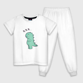 Детская пижама хлопок с принтом T-rex в Белгороде, 100% хлопок |  брюки и футболка прямого кроя, без карманов, на брюках мягкая резинка на поясе и по низу штанин
 | Тематика изображения на принте: cute | kawai | динозавр | миленький