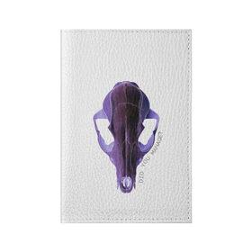Обложка для паспорта матовая кожа с принтом The Skull в Белгороде, натуральная матовая кожа | размер 19,3 х 13,7 см; прозрачные пластиковые крепления | Тематика изображения на принте: альтернатива | андеграунд | гот | готика | готический стиль | готы | фиолетовый череп | череп | череп животного