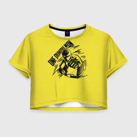Женская футболка Crop-top 3D с принтом Сайтама | One Punch Man в Белгороде, 100% полиэстер | круглая горловина, длина футболки до линии талии, рукава с отворотами | anime | one punch man | аниме | анимэ | бэнг | ван панч мэн | ванпанчмен | генос | кинг | сайтама | соник | супер герой | торнадо | уан панч мен