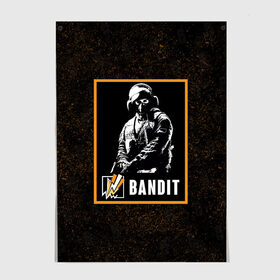 Постер с принтом Bandit в Белгороде, 100% бумага
 | бумага, плотность 150 мг. Матовая, но за счет высокого коэффициента гладкости имеет небольшой блеск и дает на свету блики, но в отличии от глянцевой бумаги не покрыта лаком | bandit | r6s | rainbow six siege | бандит | оперативник | персонаж