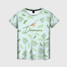 Женская футболка 3D с принтом Dinomom в Белгороде, 100% полиэфир ( синтетическое хлопкоподобное полотно) | прямой крой, круглый вырез горловины, длина до линии бедер | dino | dinosaur | family | family look | детские | для всей семьи | семейные | семья | фэмили лук