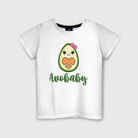 Детская футболка хлопок с принтом Avobaby в Белгороде, 100% хлопок | круглый вырез горловины, полуприлегающий силуэт, длина до линии бедер | avocado | family | family look | авокадо | детские | для всей семьи | семейные | семья | фэмили лук