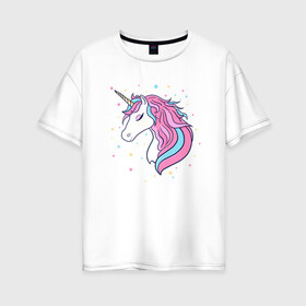 Женская футболка хлопок Oversize с принтом Unicorn parent в Белгороде, 100% хлопок | свободный крой, круглый ворот, спущенный рукав, длина до линии бедер
 | family | family look | unicorn | детские | для всей семьи | единорог | семейные | семья | фэмили лук